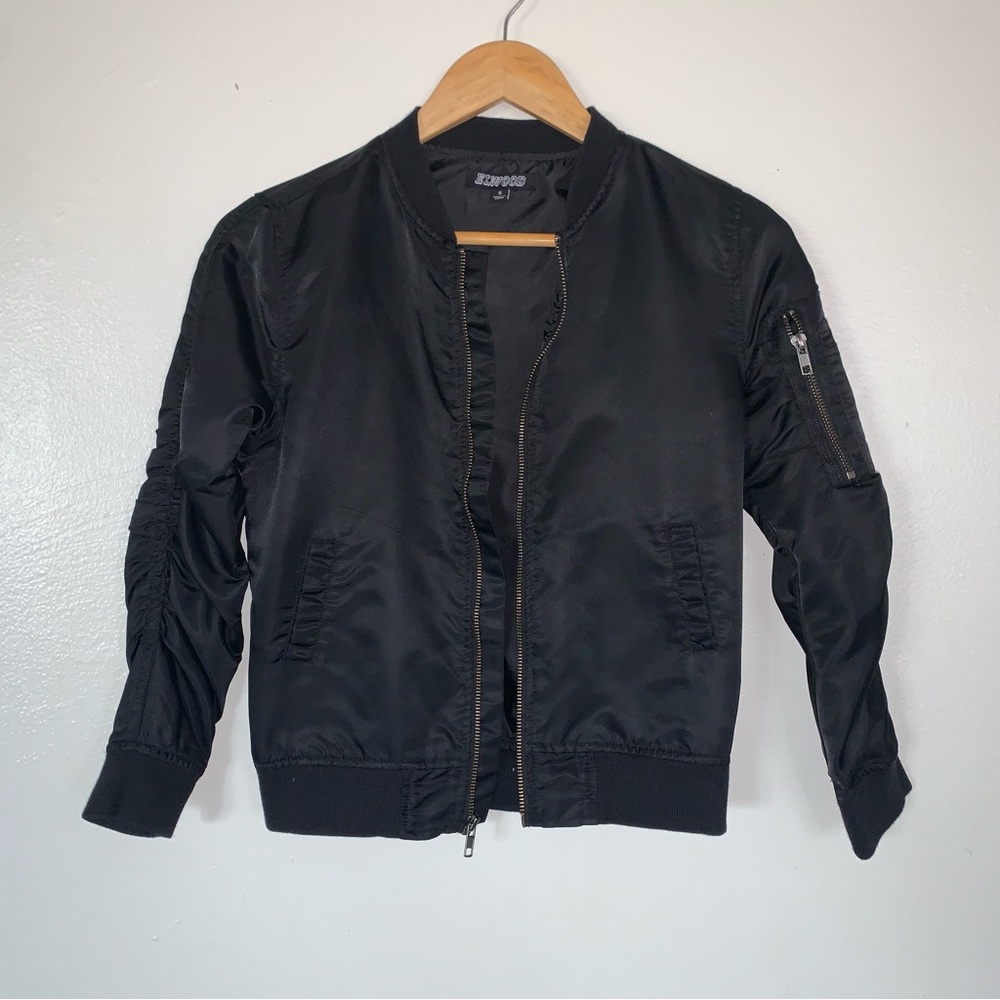 Elwood Bomber Jacket Windbreaker Black, Sz Small Black